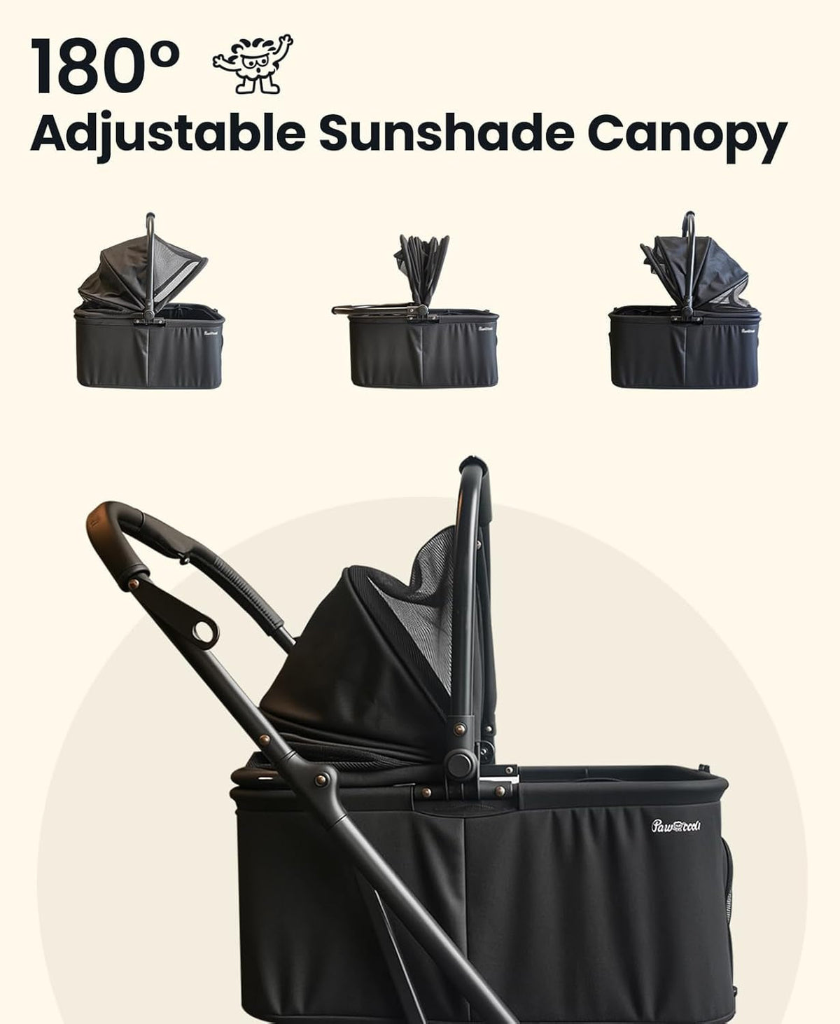 4-Wheel Foldable Pet Stroller with Removable Carrier, 33 lbs