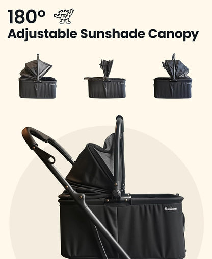 4-Wheel Foldable Pet Stroller with Removable Carrier, 33 lbs