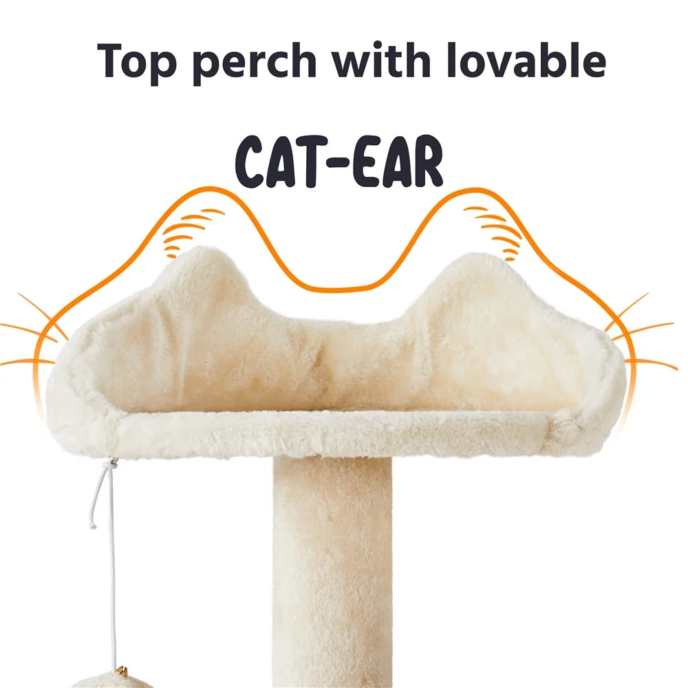 70 in Double Condo Cat Tree with Scratching Posts, Cream