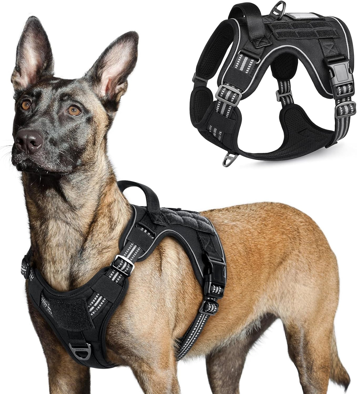 MOLLE Tactical No-Pull Dog Harness, Medium to Large