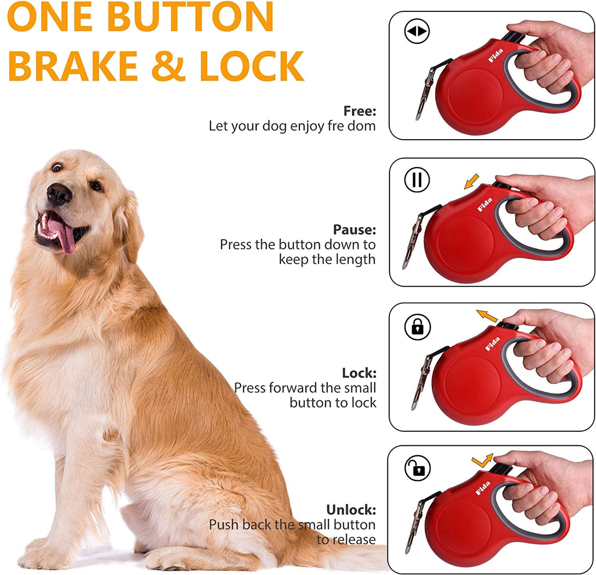 16 ft Retractable Dog Leash with Poop Bag Dispenser