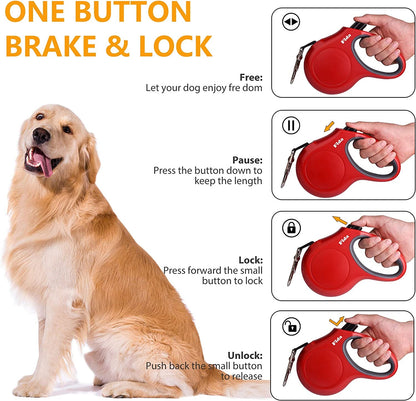 16 ft Retractable Dog Leash with Poop Bag Dispenser