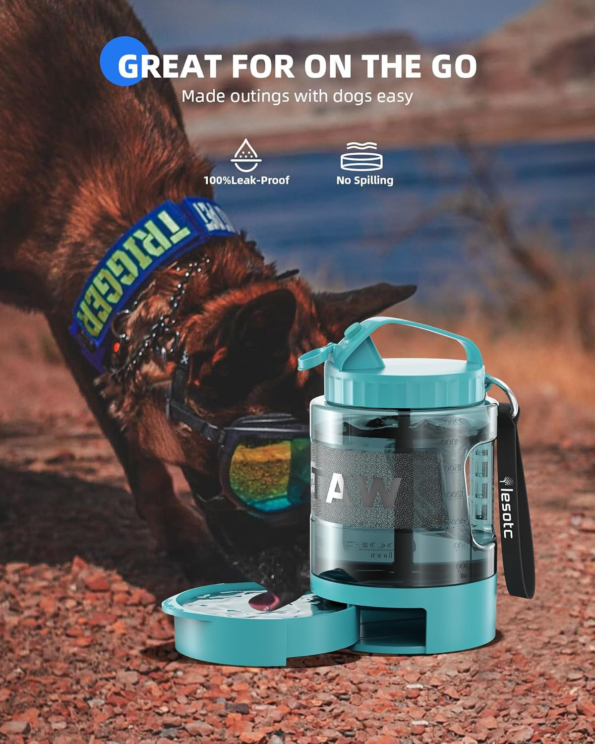 77 oz Dog Travel Water Bottle with Pull-Out Bowl