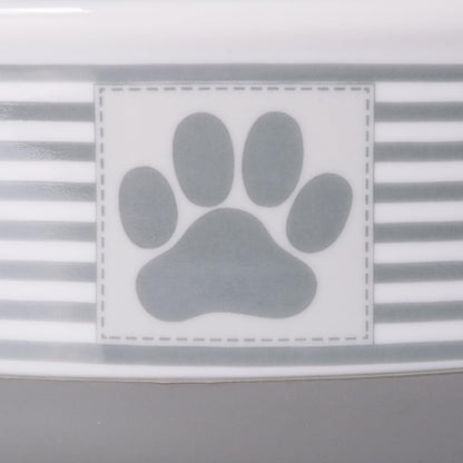 Ceramic Pet Bowl Set, Medium, 2 Piece, Gray