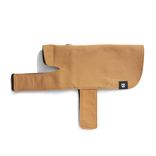 Beige cotton duck dog coat with corduroy collar - view 7