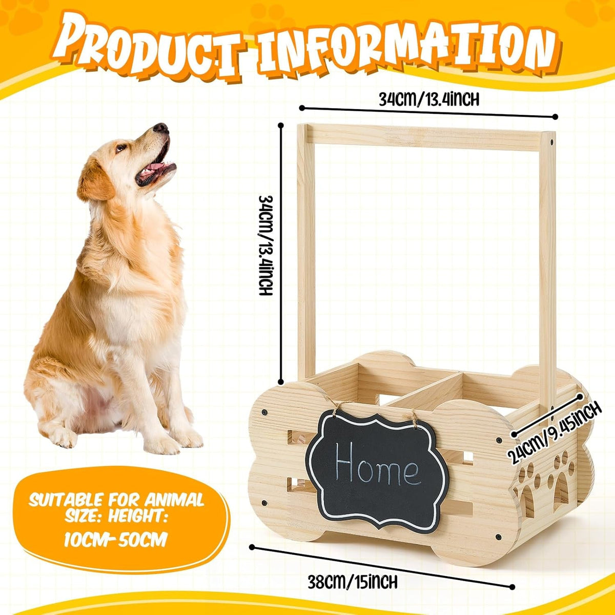 Wooden Dog Storage Organizer with Clothes Rack, 20 in