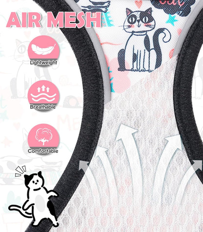 Adjustable Cat Harness and Leash Set with Reflective Trim
