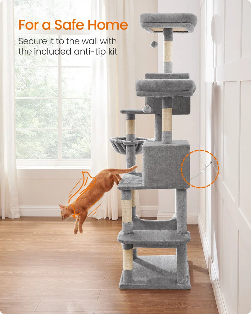 78 in Multi-Level Cat Tree with Condos and Scratching Posts
