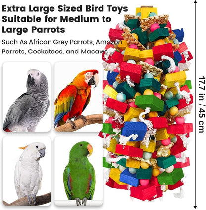 Natural Wood and Cotton Parrot Toy Bundle, 2 Pack