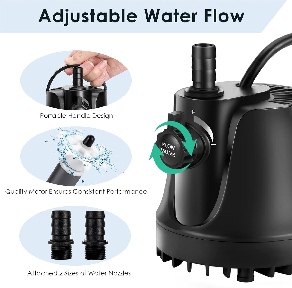 Submersible Aquarium Water Pump with Adjustable Flow