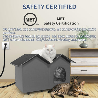 MET safety certification shown for heated cat house