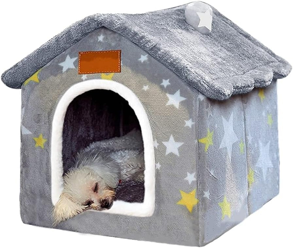 Foldable Memory Foam Dog House Bed, Washable Cover