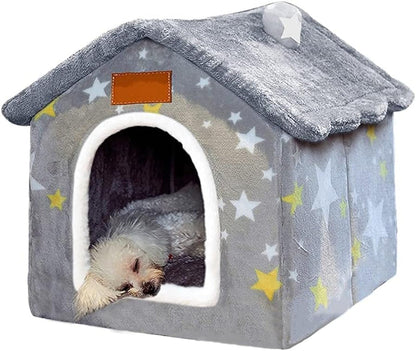 Foldable Memory Foam Dog House Bed, Washable Cover