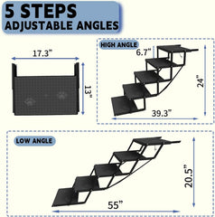 5-Step Folding Dog Stairs for Cars and SUVs