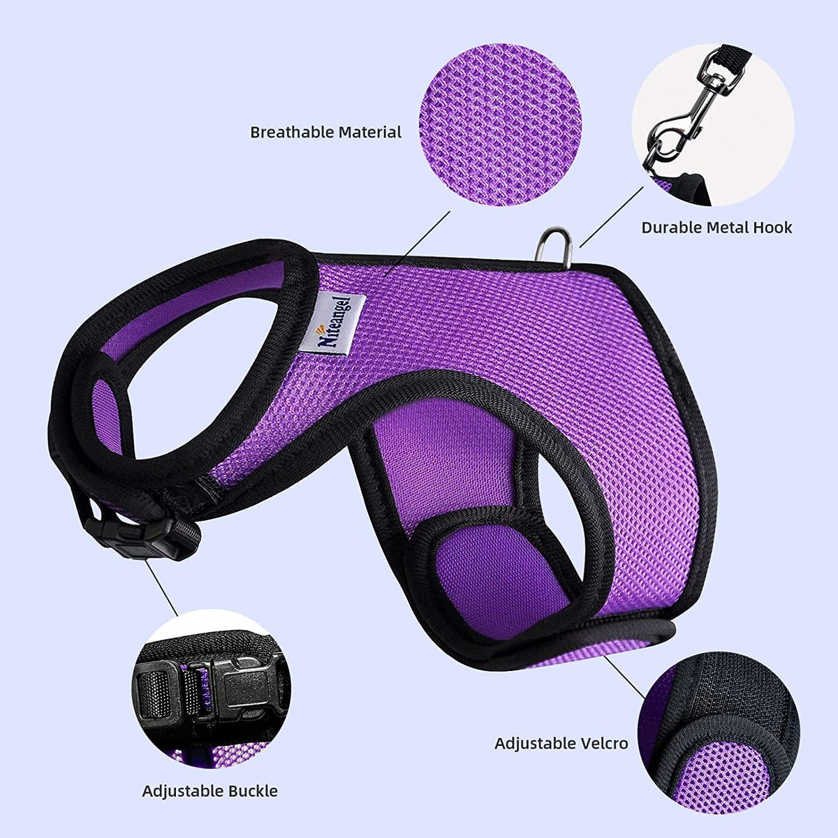 Adjustable Soft Rabbit Harness with Elastic Leash, Medium