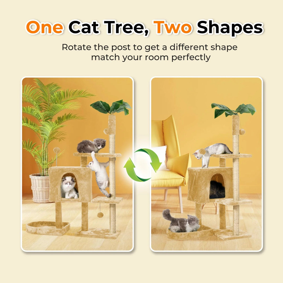 52 in Cat Tree with Plush Perches and Scratching Posts