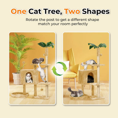 52 in Cat Tree with Plush Perches and Scratching Posts