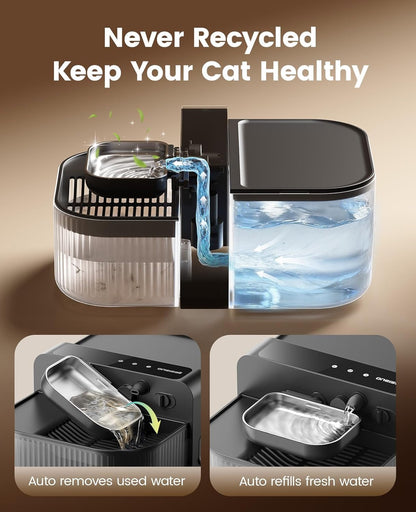 Filterless Wireless Cat Water Fountain, 3.5 L Steel