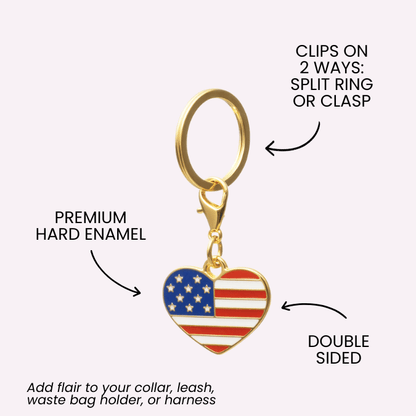 American Heart & Dabbing American Bear Dog Collar Charm Set — additional photo 5