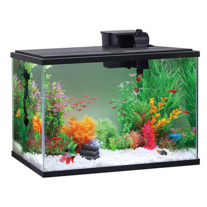 29 Gallon Glass Aquarium Starter Kit, Black