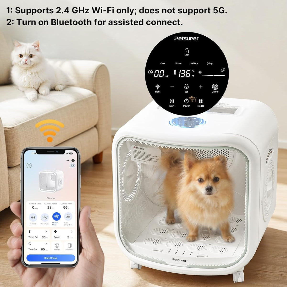 75 L Pet Dryer Box for Cats & Small Dogs, App Control