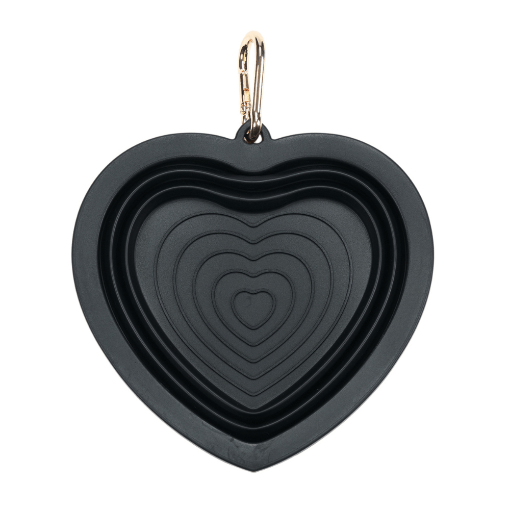 Onyx Heart Collapsible Dog Bowl — Travel Water Bowl