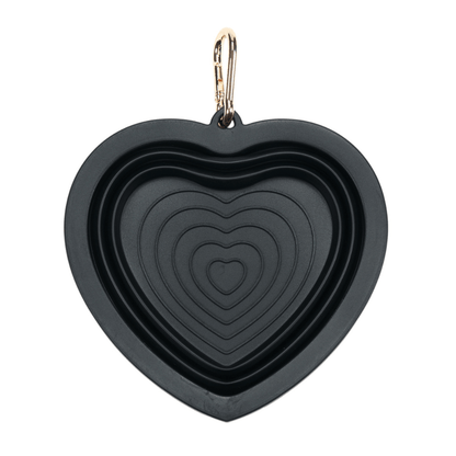 Onyx Heart Collapsible Dog Bowl — Travel Water Bowl