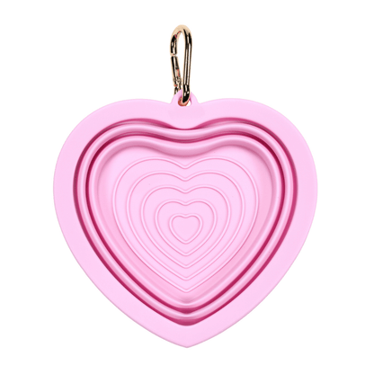 Bubblegum Heart Collapsible Dog Bowl — Travel Water Bowl