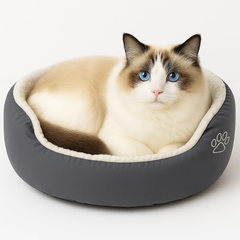 Calming Donut Cat Bed, Washable with Non-Slip Base