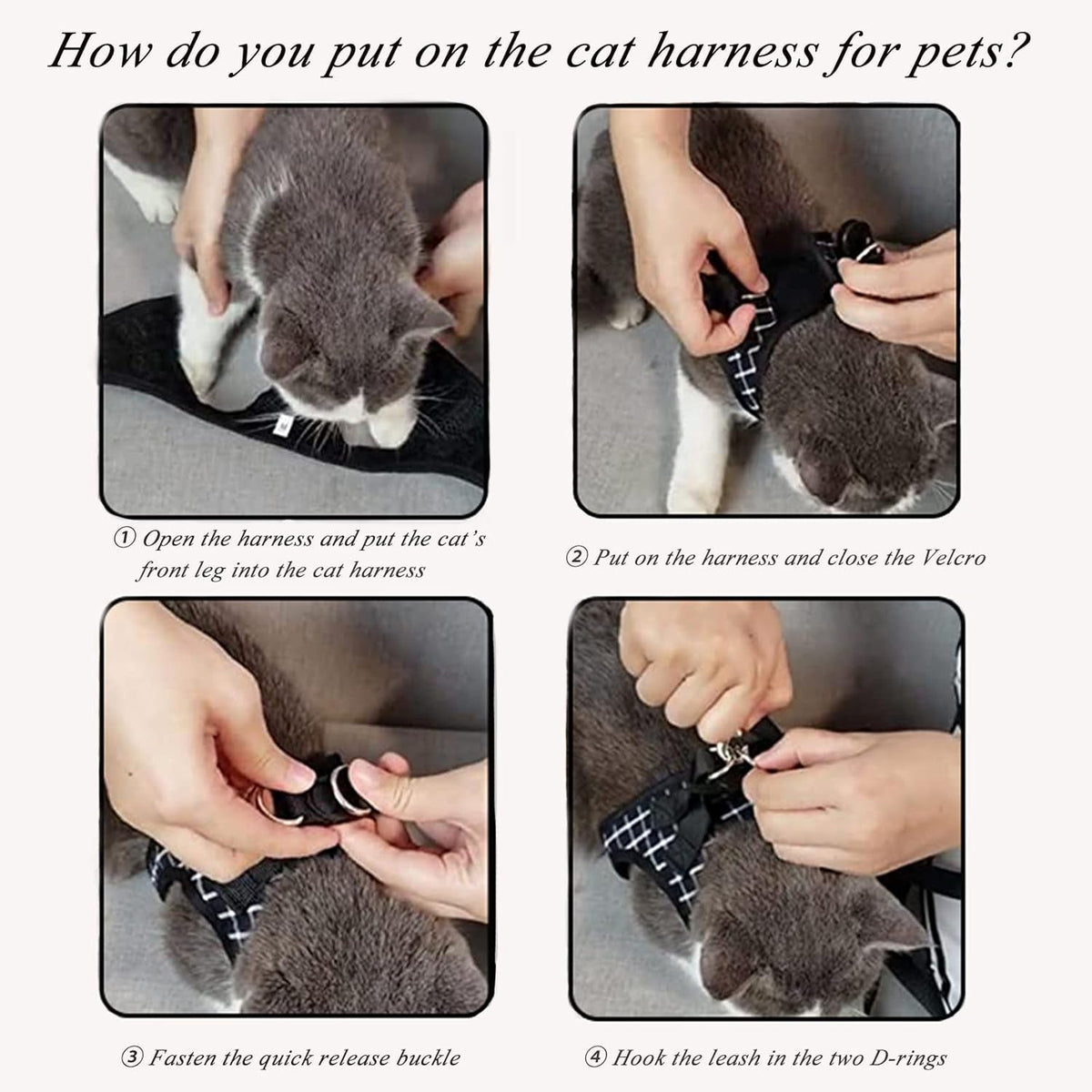 Mesh Cat Harness and Leash Set, Adjustable Vest