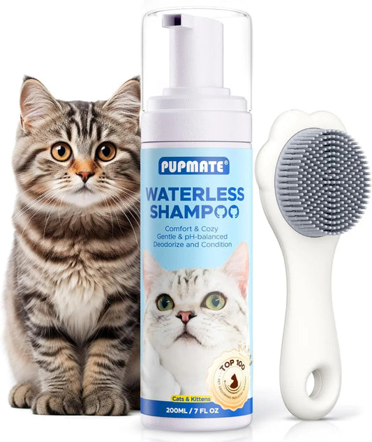Waterless Cat Shampoo with Brush, No-Rinse