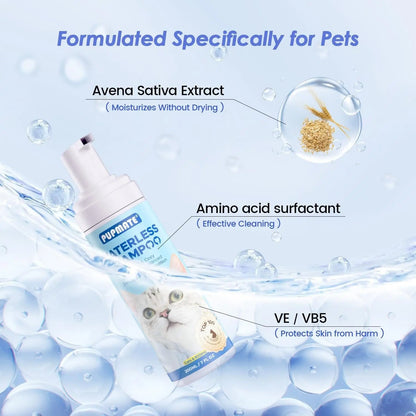 Waterless Cat Shampoo with Brush, No-Rinse