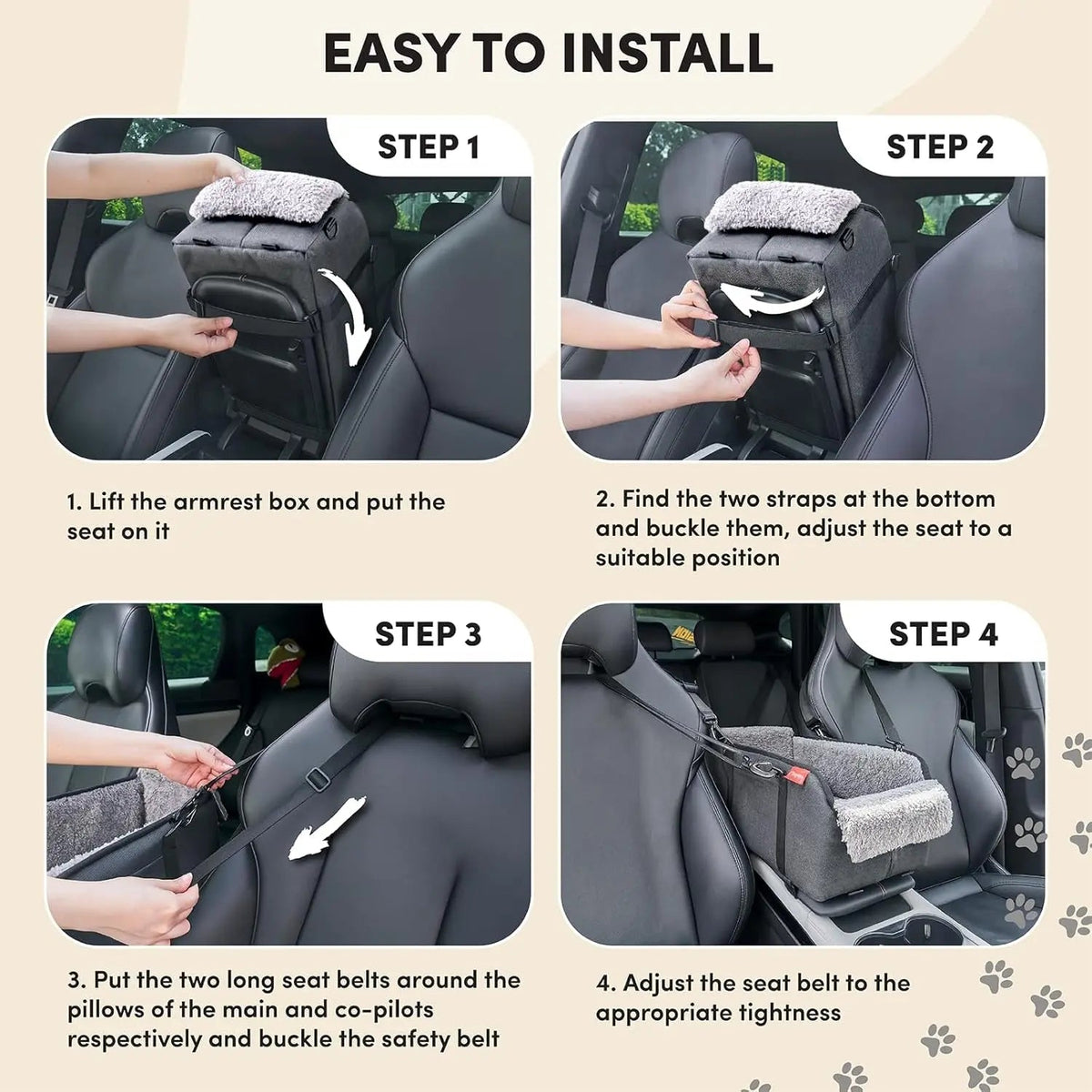 Center Console Dog Car Seat for Small Dogs