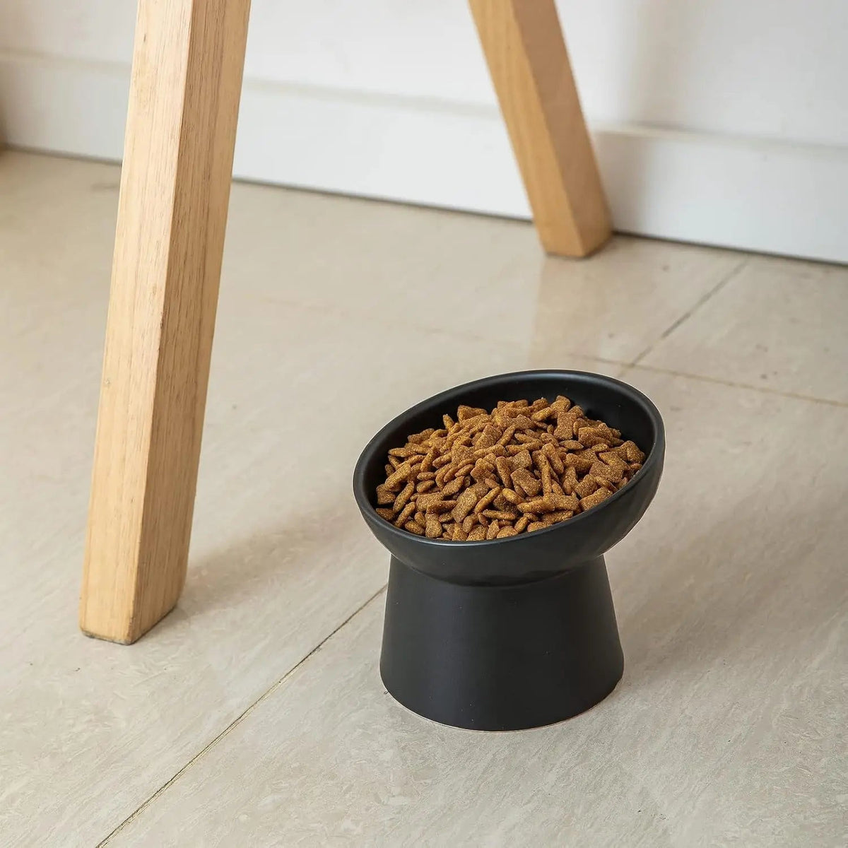 Raised Tilted Ceramic Cat Bowls, Set of 2