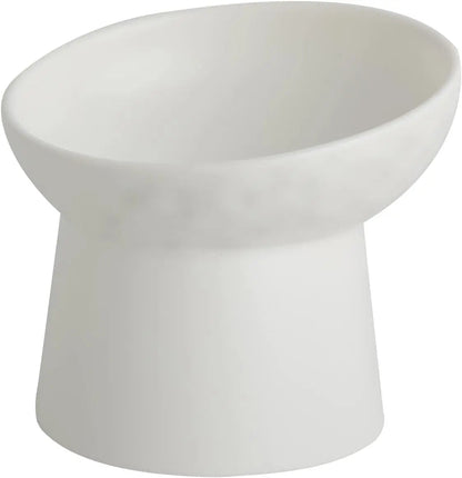 Raised Tilted Ceramic Cat Bowls, Set of 2