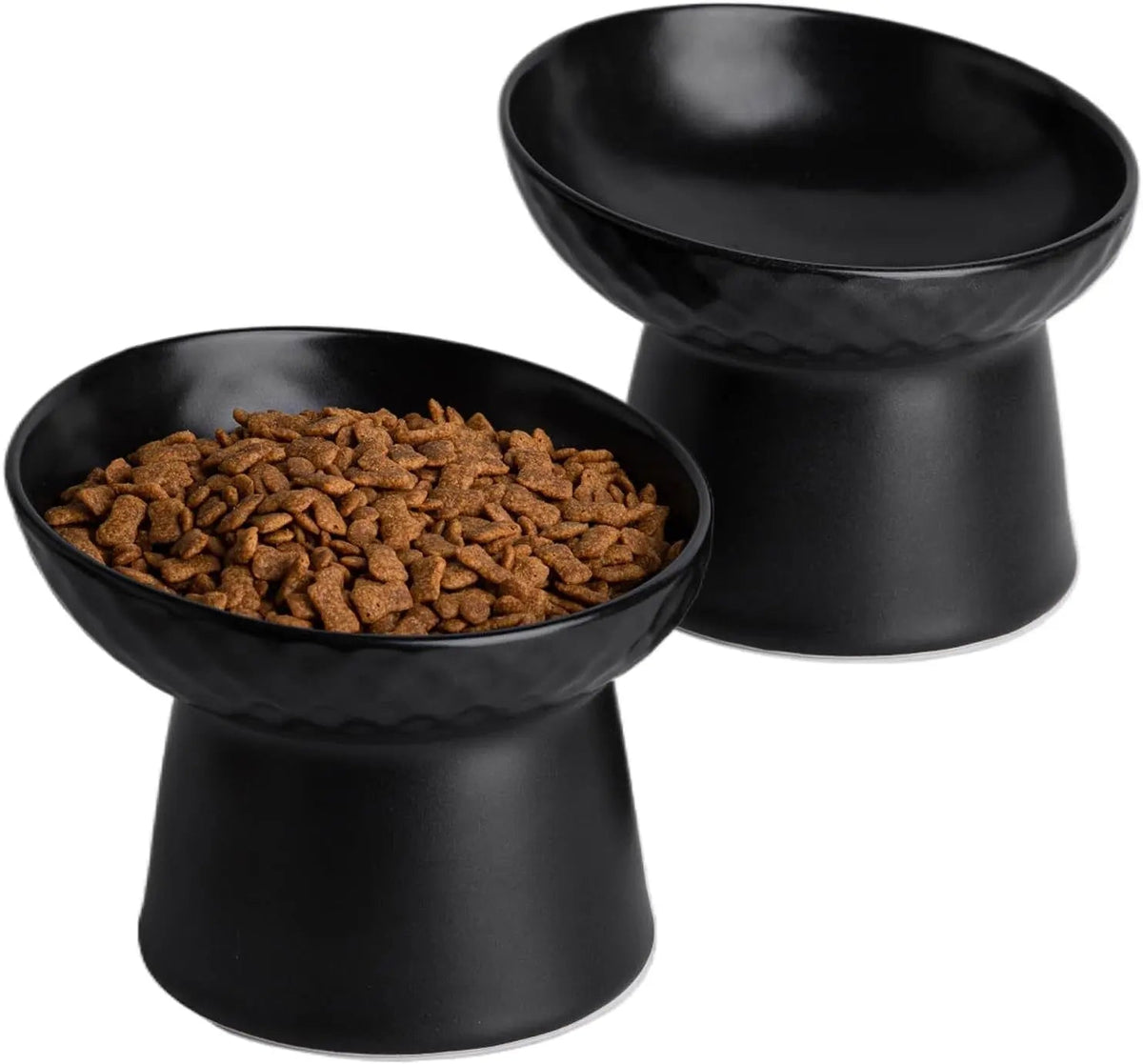 Raised Tilted Ceramic Cat Bowls, Set of 2