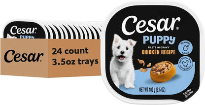 Cesar Puppy Classic Wet Dog Food Chicken & Beef or Variety Pack 3.5oz 24ct