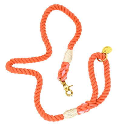 Cora – Organic Cotton Rope Dog Leash, Coral