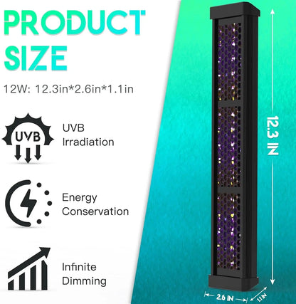 Dimmable LED Reptile UVB Lamp – 12W Long-Life Light w/ Timer & Cycles