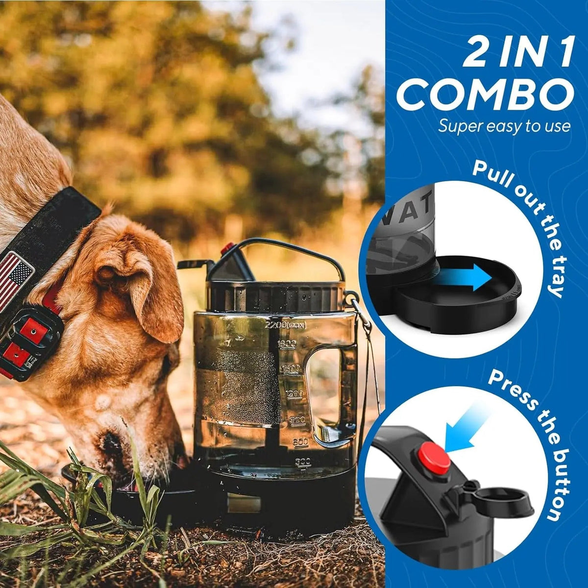 Leak-Proof Dog Travel Water Bottle with Built-In Bowl