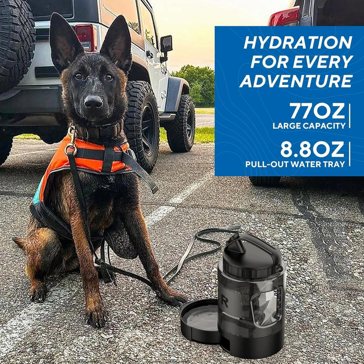 Leak-Proof Dog Travel Water Bottle with Built-In Bowl