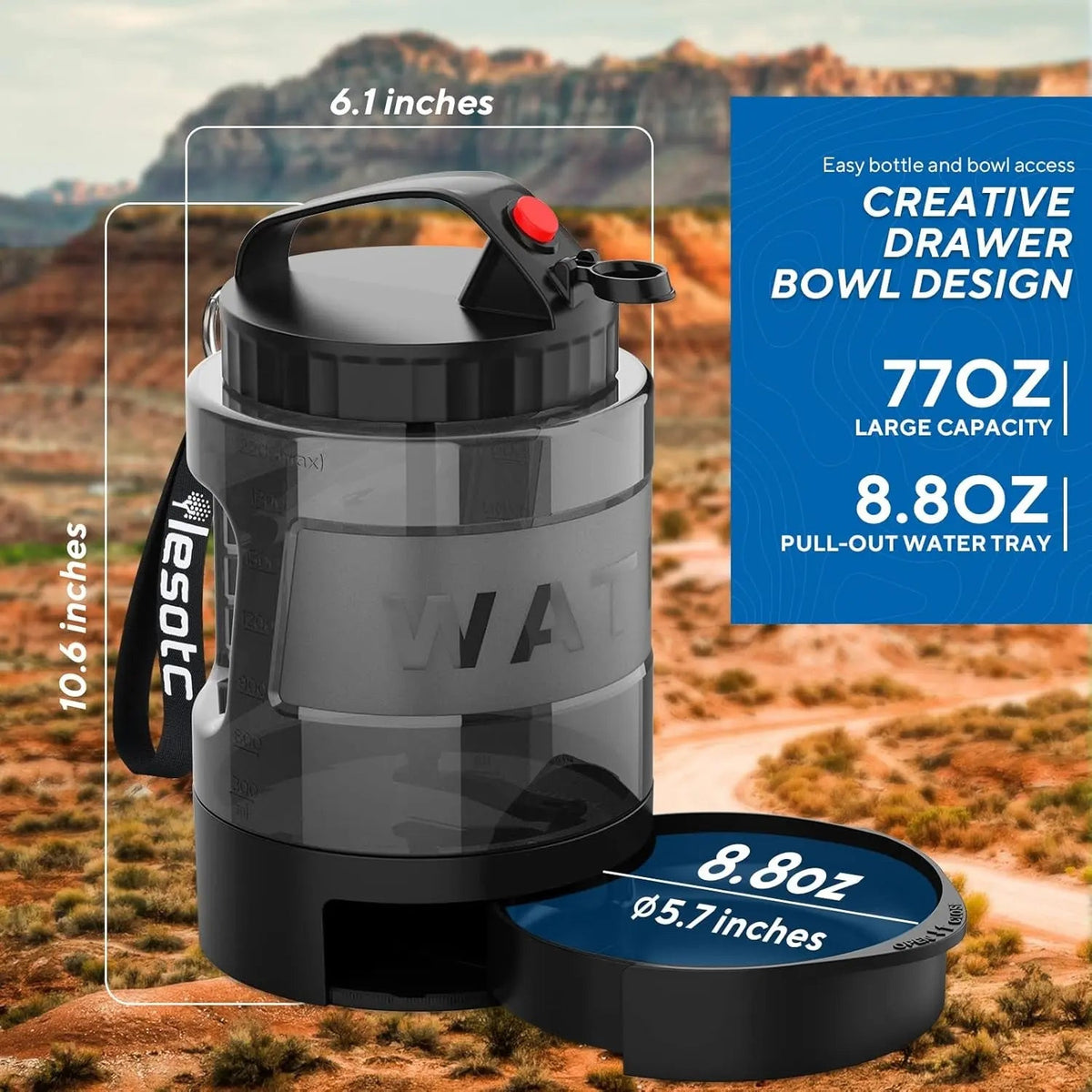 Leak-Proof Dog Travel Water Bottle with Built-In Bowl