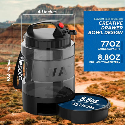 Leak-Proof Dog Travel Water Bottle with Built-In Bowl