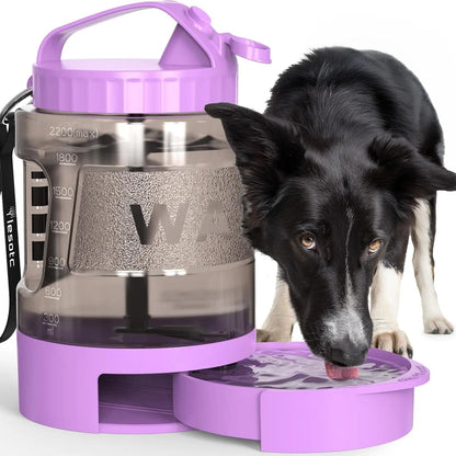 Leak-Proof Dog Travel Water Bottle with Built-In Bowl