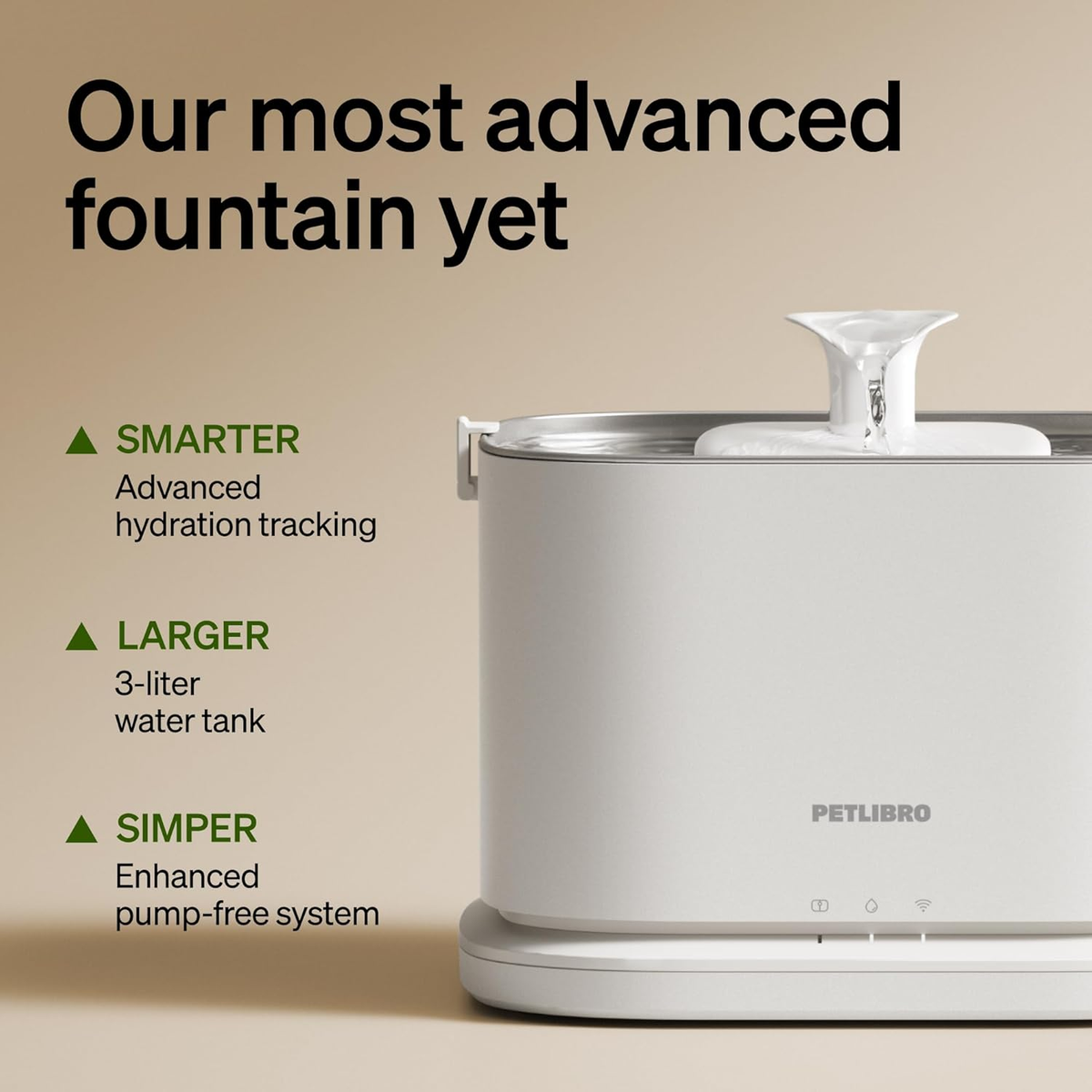 Smart Stainless Steel Dog Water Fountain, 3 L