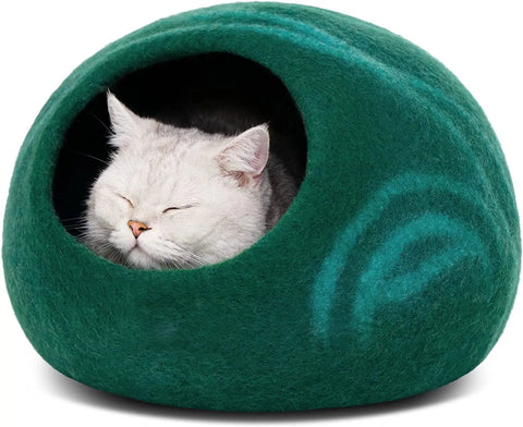 Handmade Merino Wool Felt Cat Cave Bed