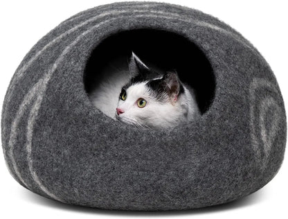 Handmade Merino Wool Felt Cat Cave Bed
