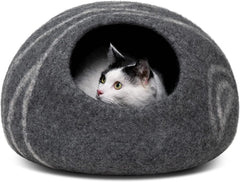 Handmade Merino Wool Felt Cat Cave Bed