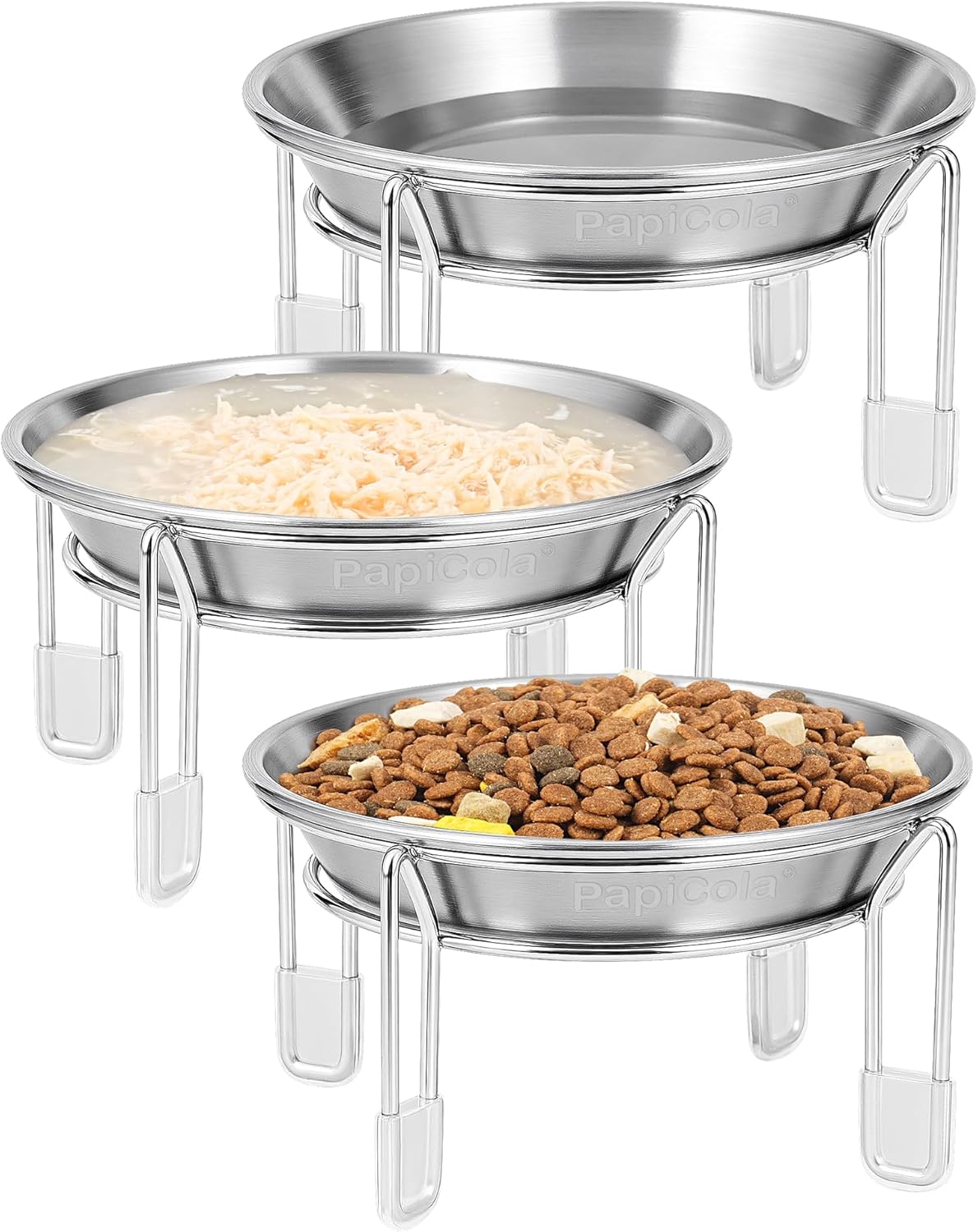 Elevated Stainless Steel Cat Bowls, 2 or 3 Pack
