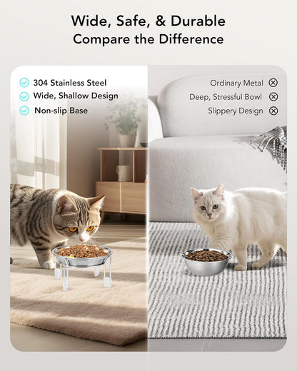 Elevated Stainless Steel Cat Bowls, 2 or 3 Pack